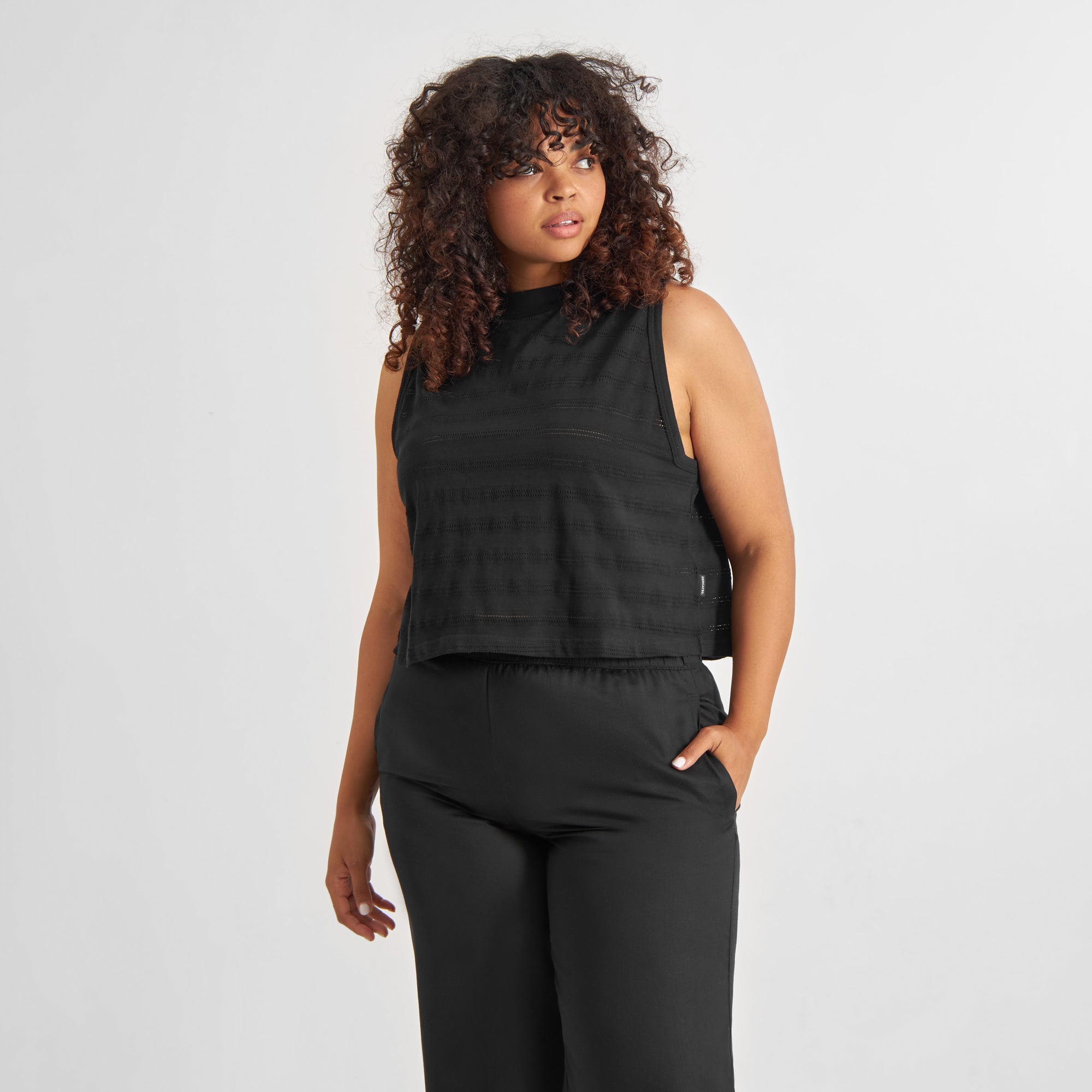 Lace top Namsos in black made of organic cotton by Dedicated