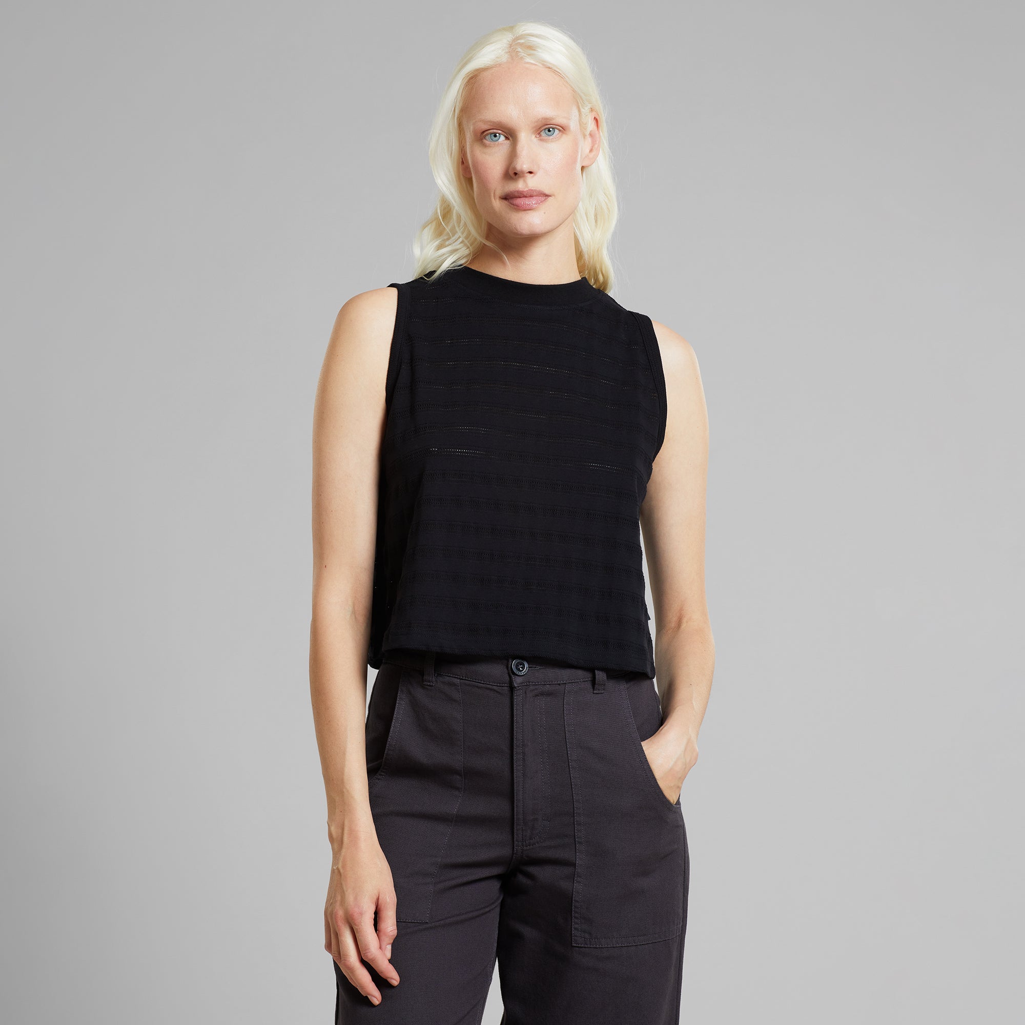 Lace top Namsos in black made of organic cotton by Dedicated