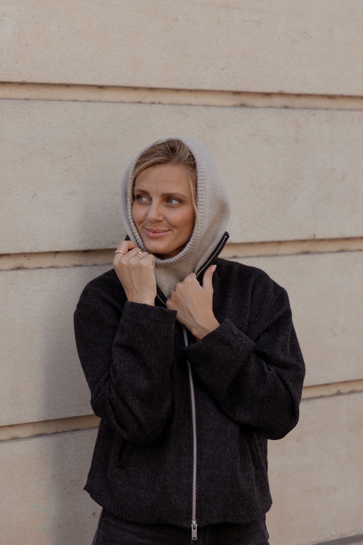 Graues Balaclava aus Kaschmir und Seide von Pura Clothing