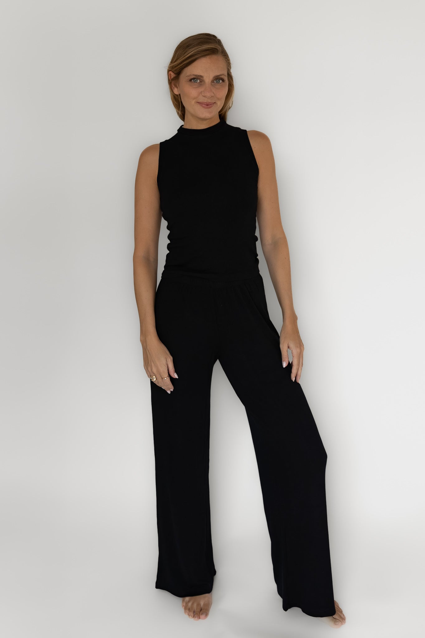 Schwarze Hose Rib aus Modal von Pura Clothing