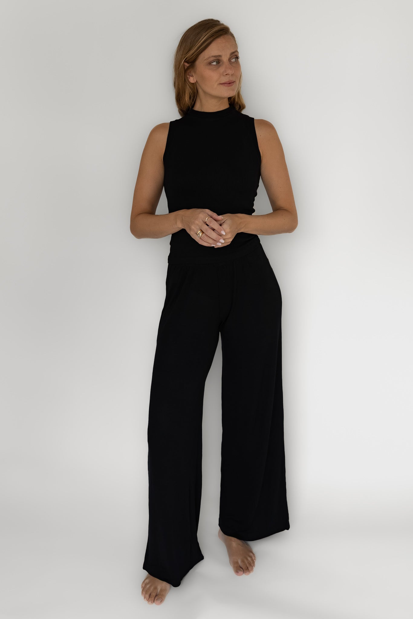 Schwarze Hose Rib aus Modal von Pura Clothing