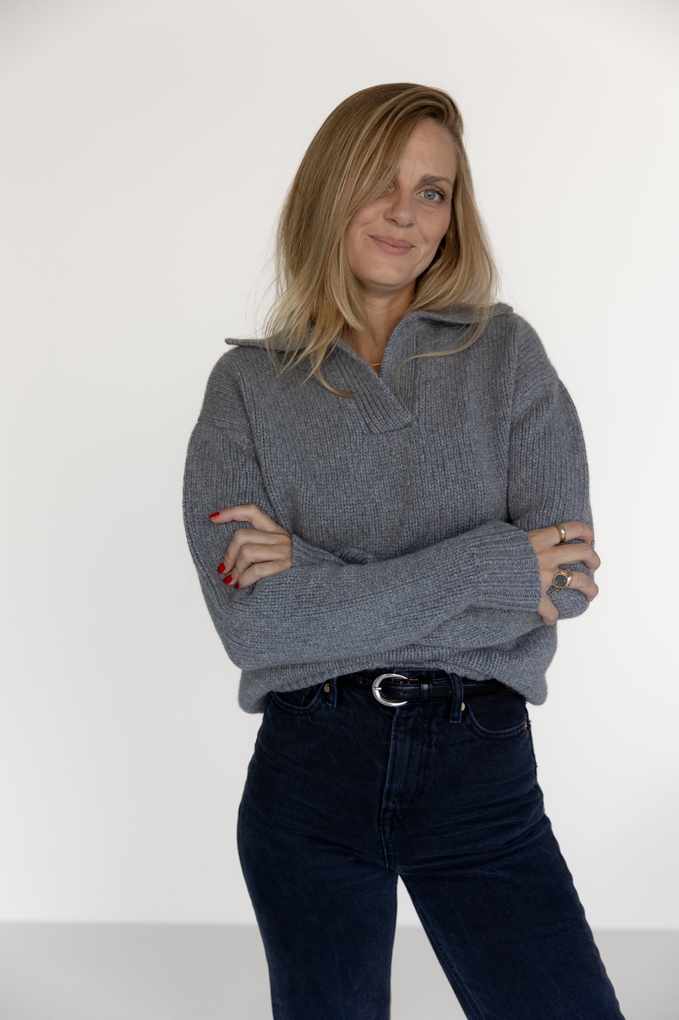 V-Neck Sweater Cashmere Grey von Pura Clothing