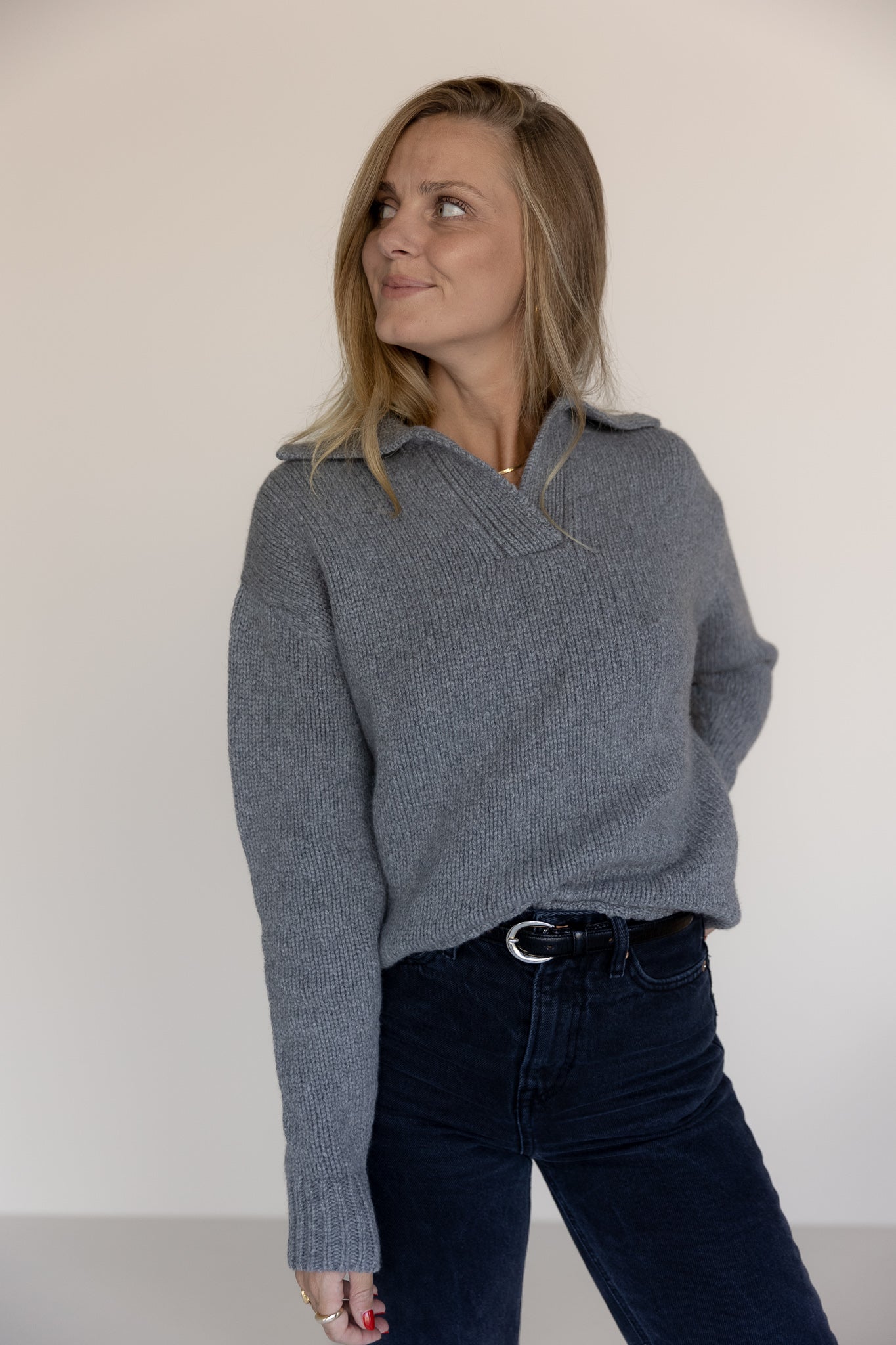 V-Neck Sweater Cashmere Grey von Pura Clothing