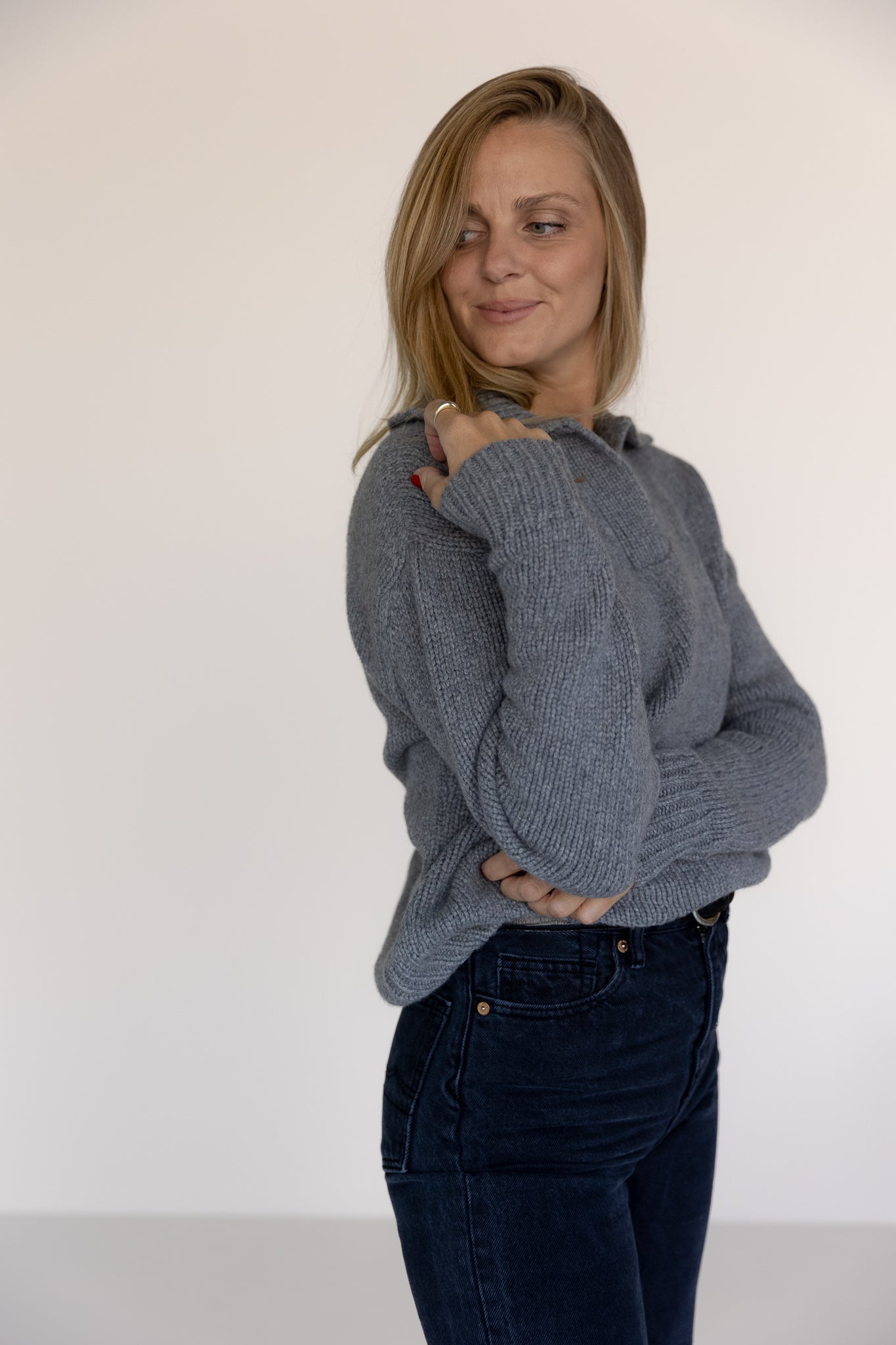 V-Neck Sweater Cashmere Grey von Pura Clothing