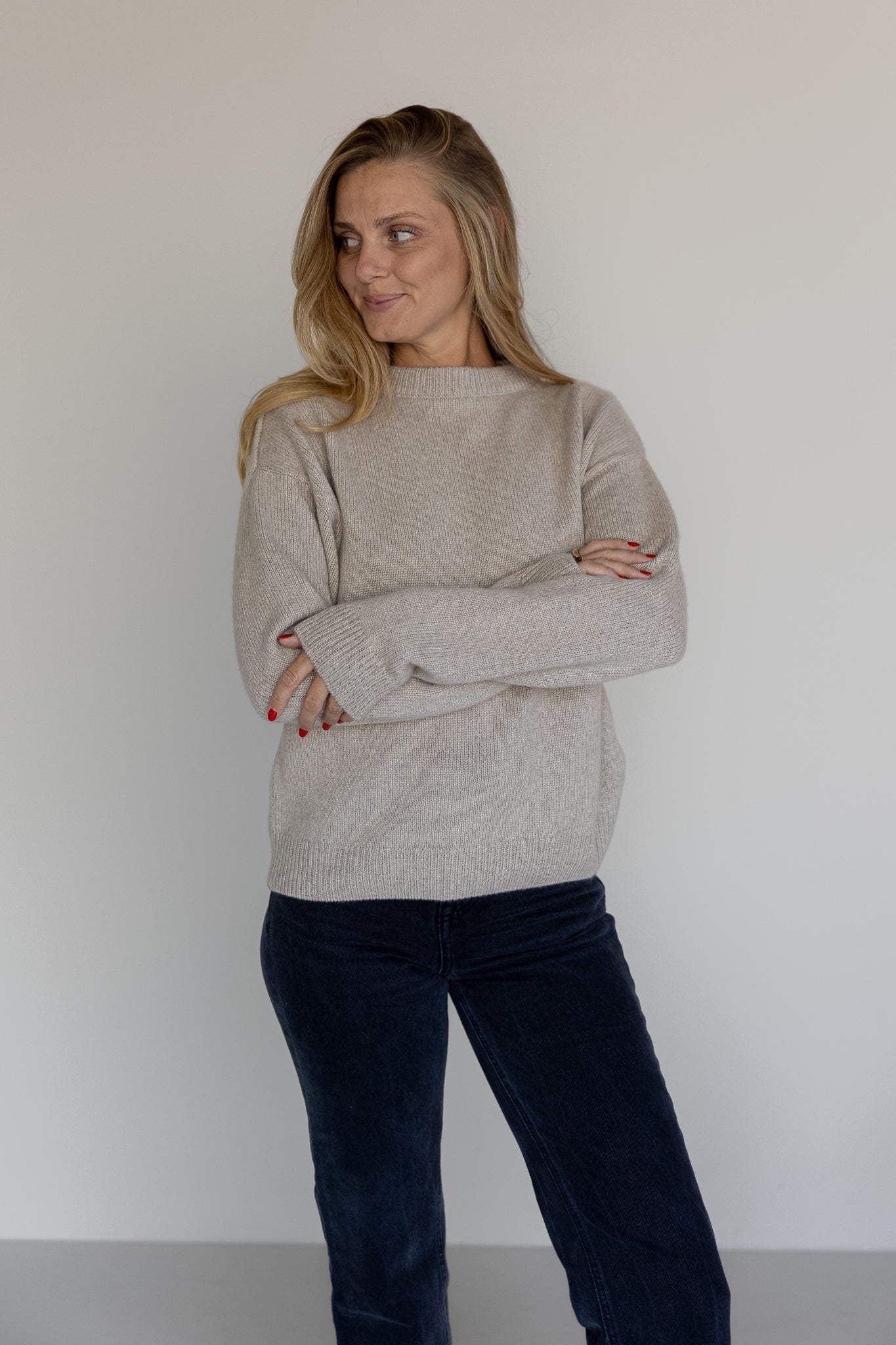 Crewneck Sweater Cashmere/Silk Greige