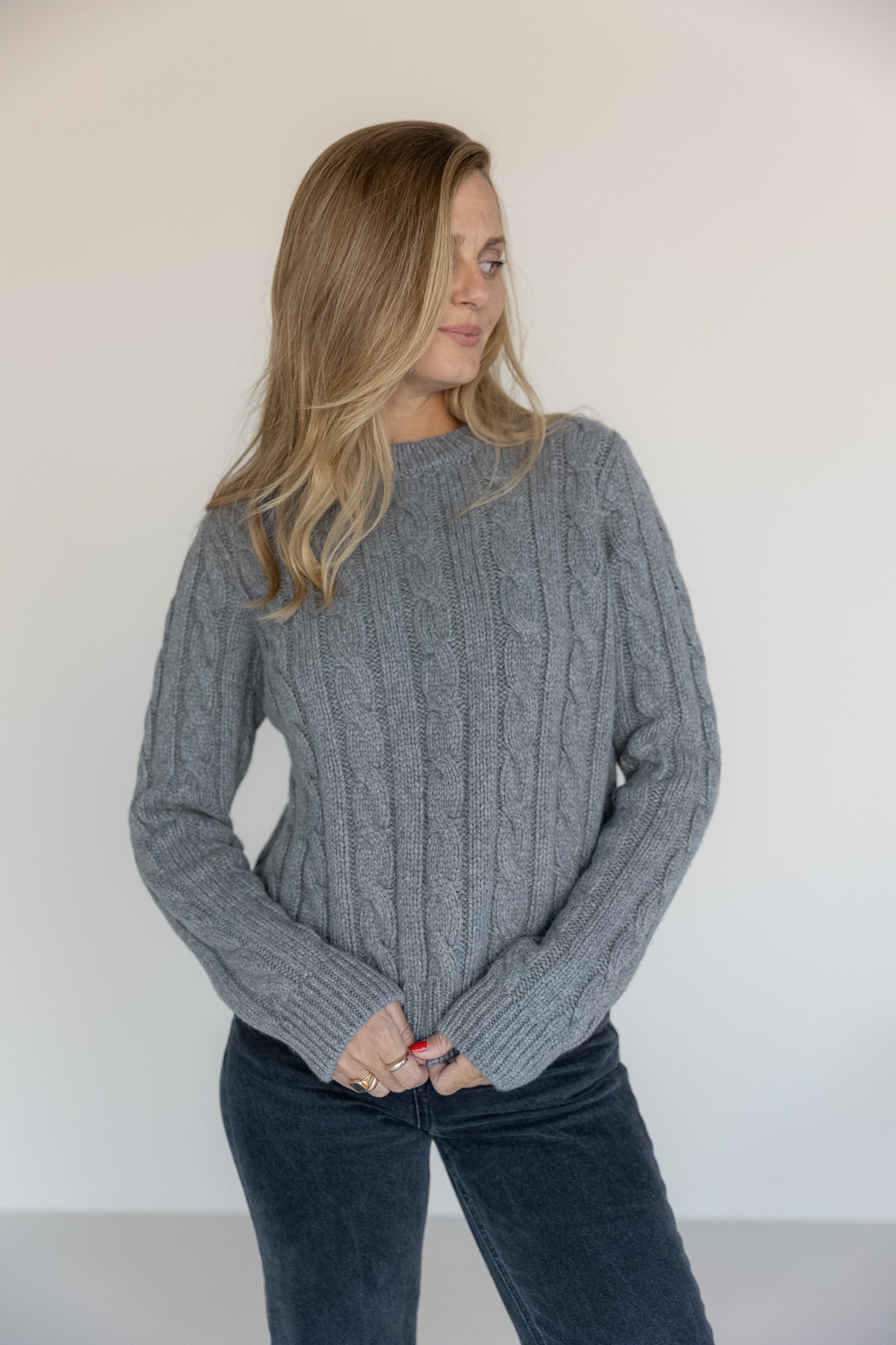 Cable Knit Sweater Cashmere Grey von Pura Clothing