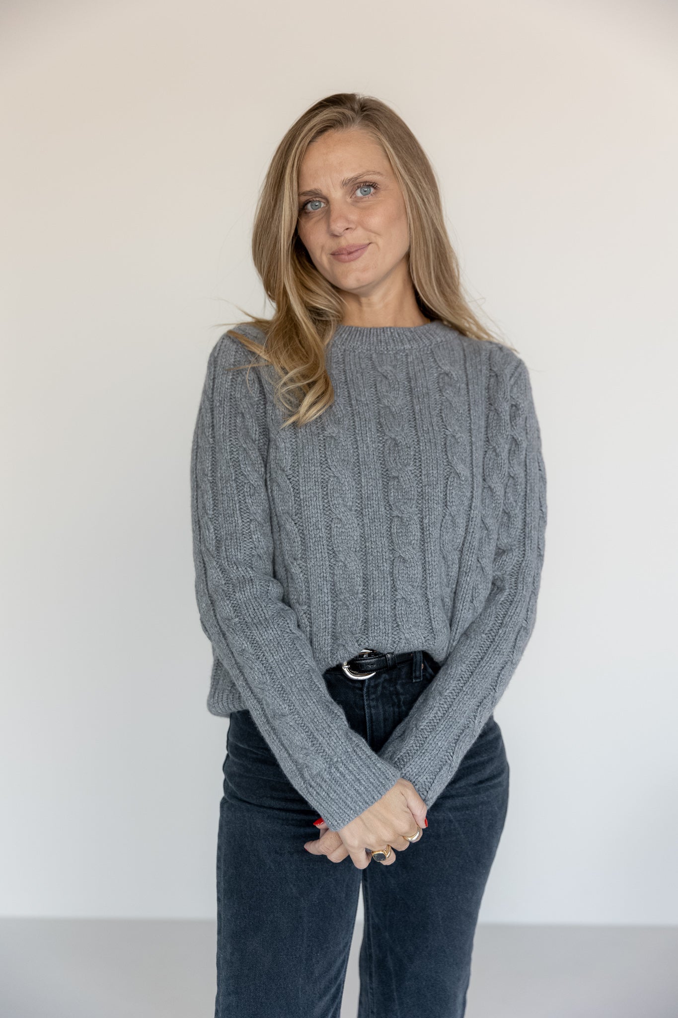 Cable Knit Sweater Cashmere Grey von Pura Clothing