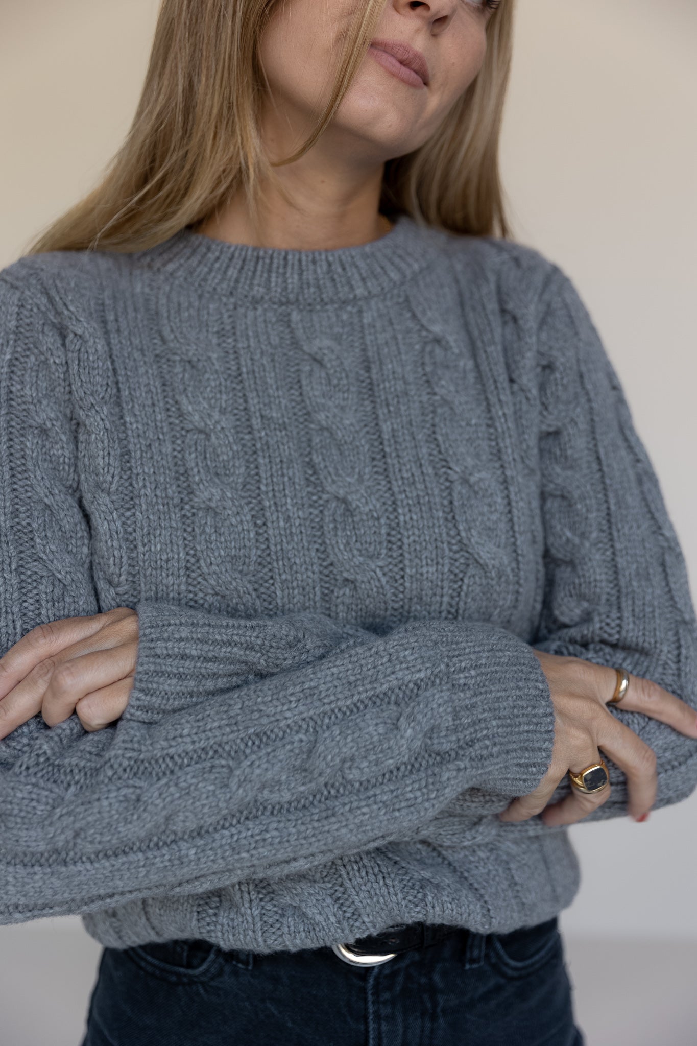 Cable Knit Sweater Cashmere Grey von Pura Clothing
