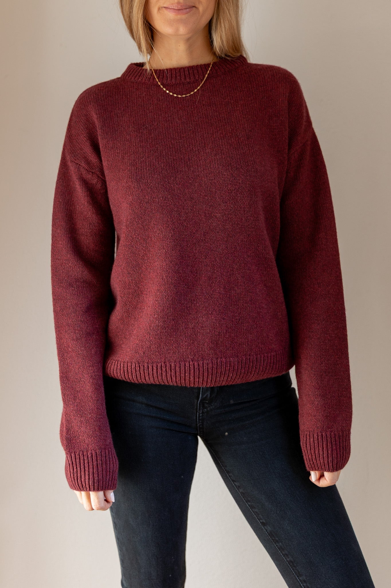 Crewneck Sweater Cashmere/Silk Burgundy von Pura Clothing