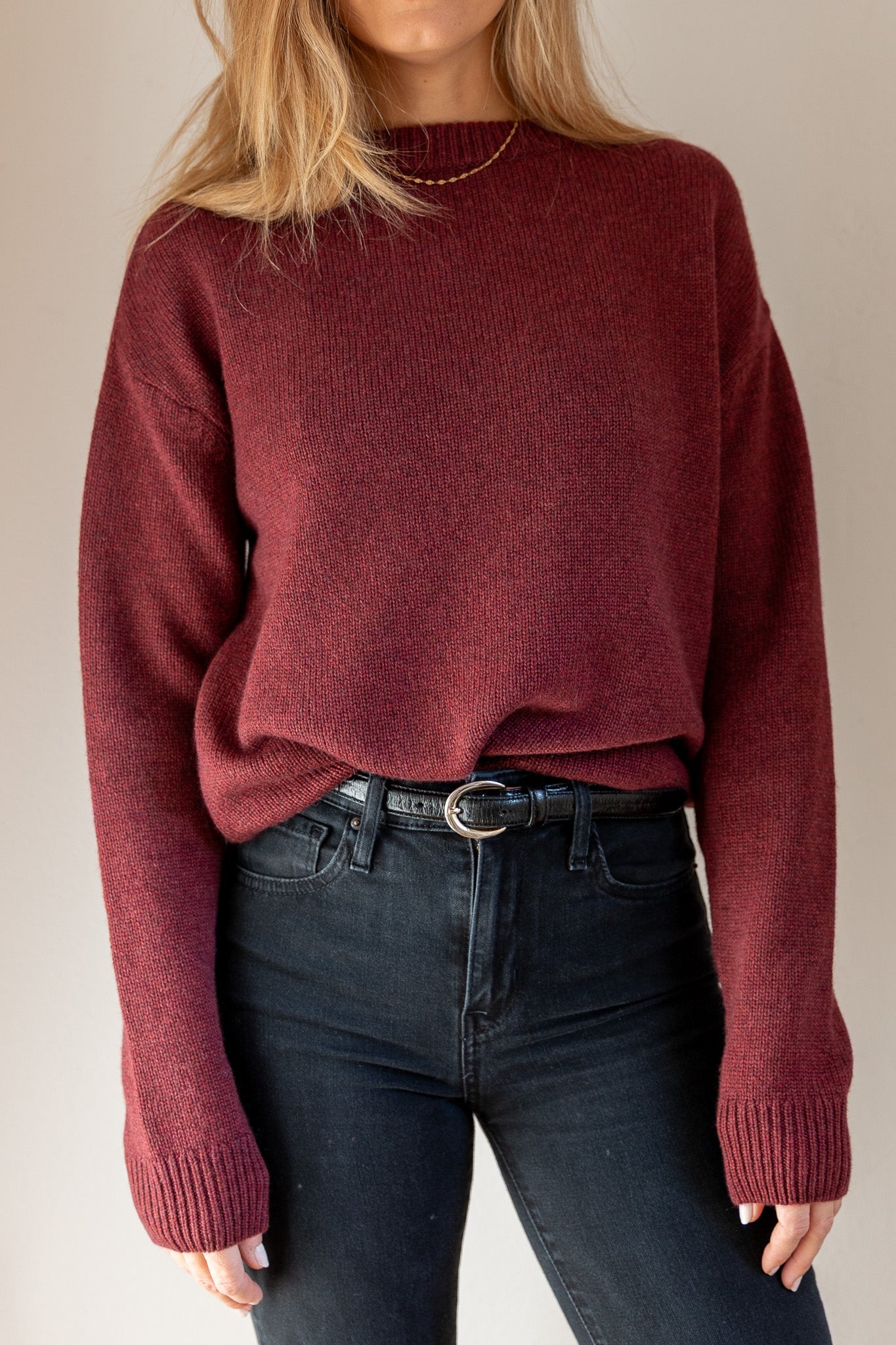 Crewneck Sweater Cashmere/Silk Burgundy von Pura Clothing