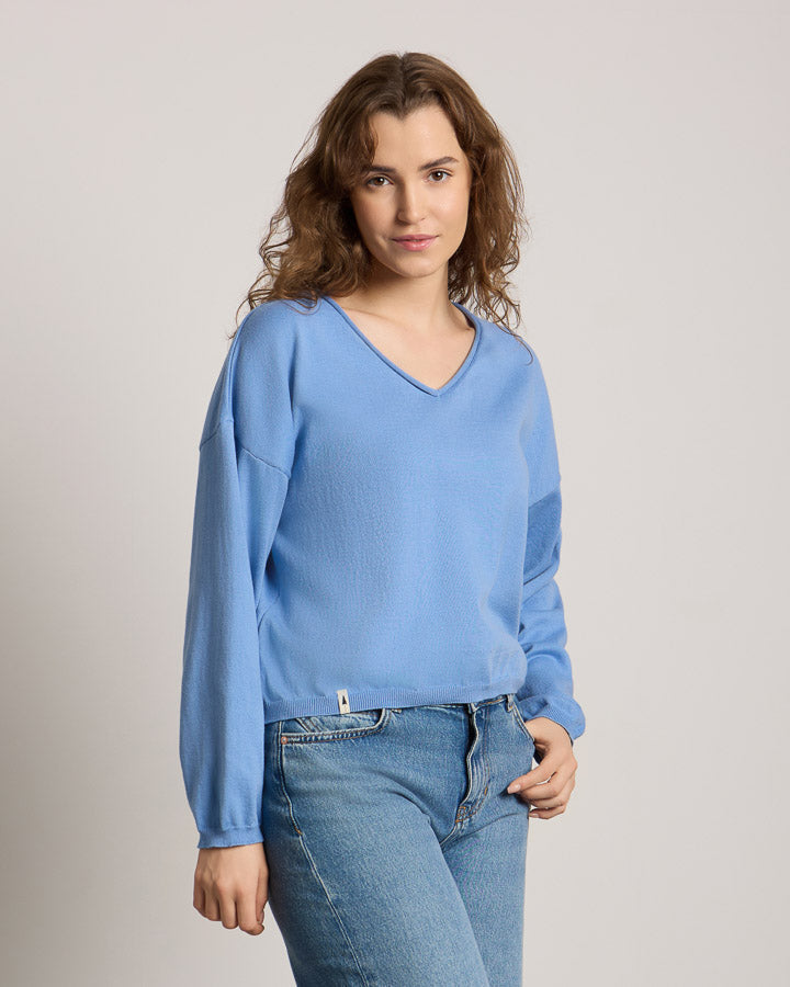 Blauer Strickpullover Tree aus 100% Bio-Baumwolle von Nikin