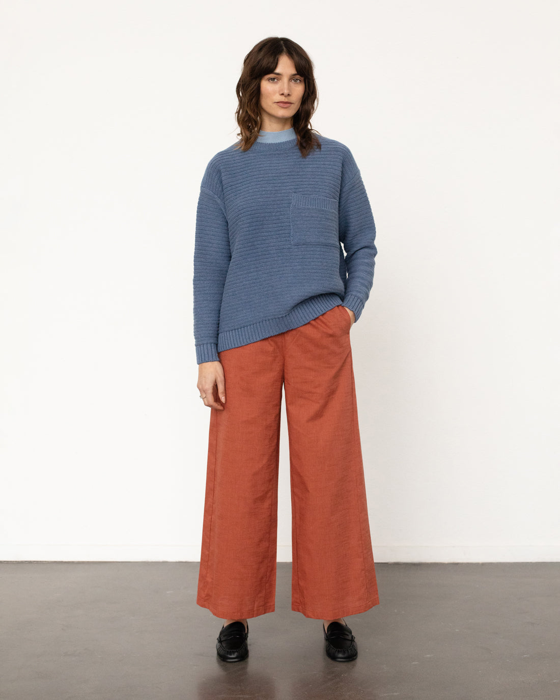 Blauer Strickpullover aus 100% Bio-Baumwolle von Rotholz