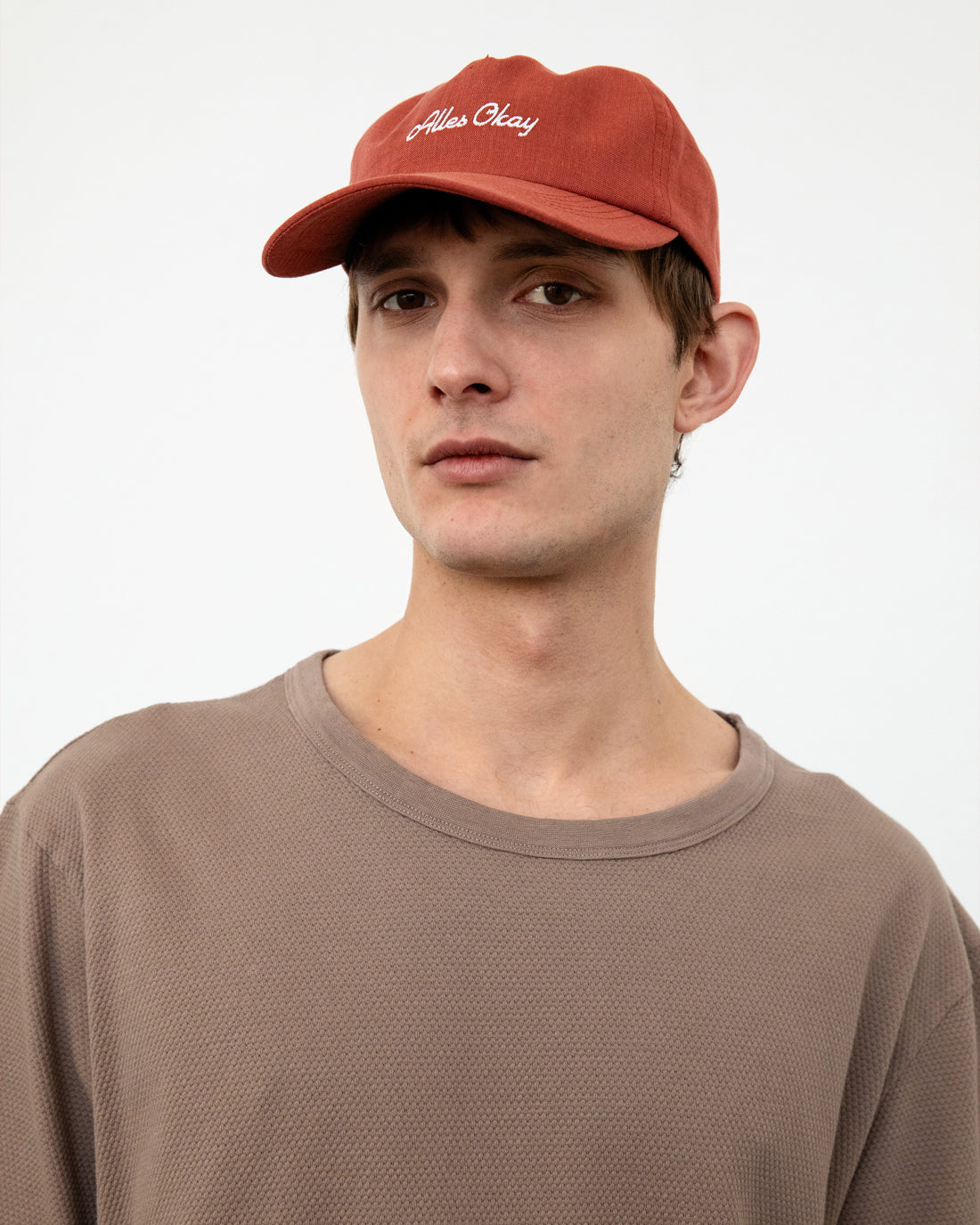 T-shirt gaufré marron 100 % coton biologique de Rotholz