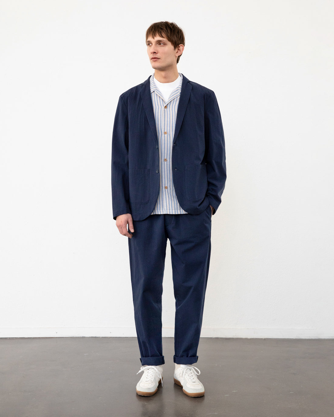 Blazer bleu foncé en 100 % coton biologique de Rotholz