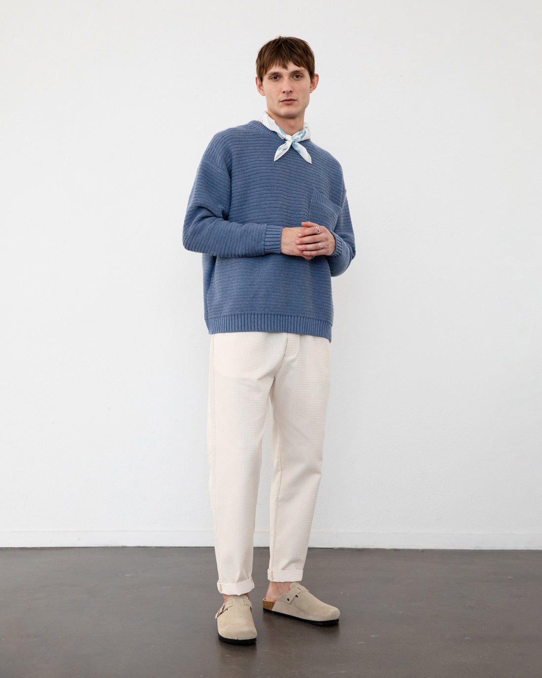 Blauer Strickpullover aus 100% Bio-Baumwolle von Rotholz