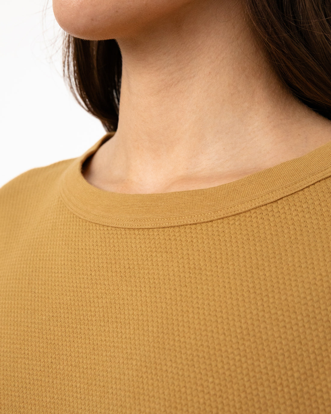 Yellow short waffle T-shirt made from 100% organic cotton by Rotholz