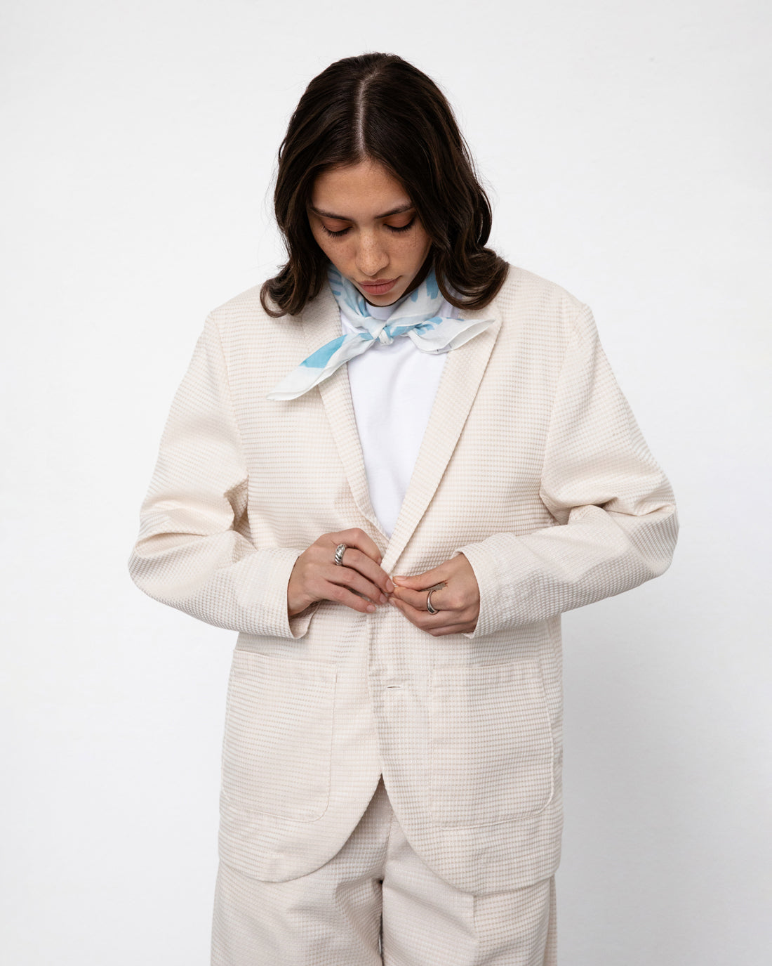 Beige blazer casual waffle made of 100% organic cotton by Rotholz