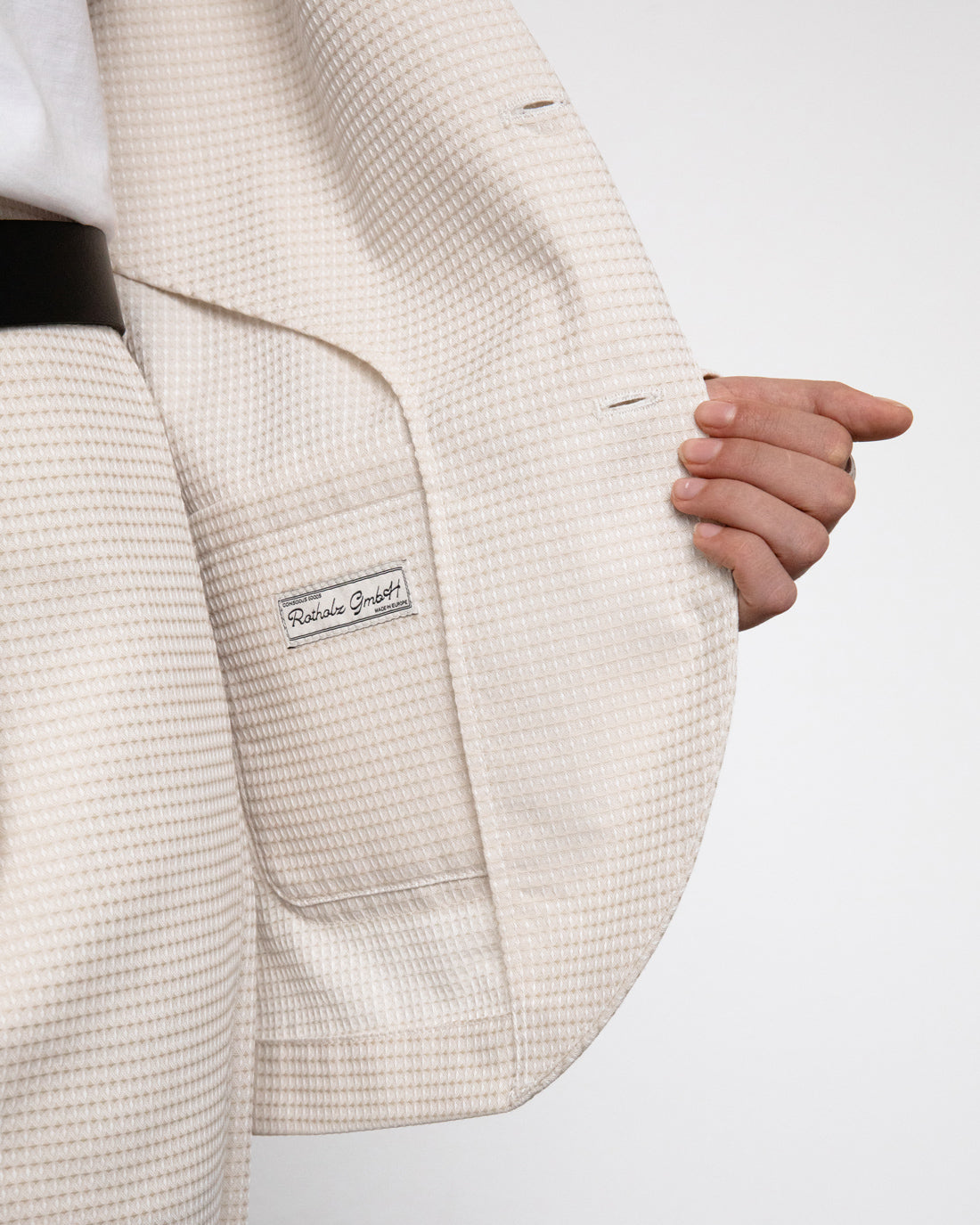 Beige blazer casual waffle made of 100% organic cotton by Rotholz