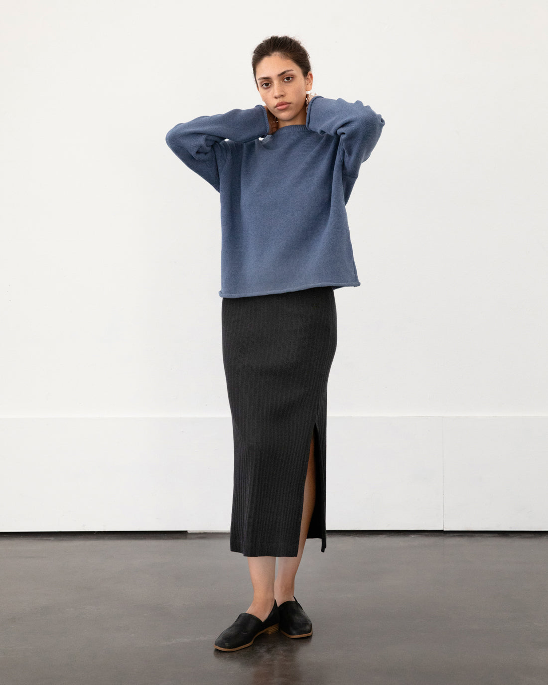 Blauer Strickpullover aus 100% Bio-Baumwolle von Rotholz
