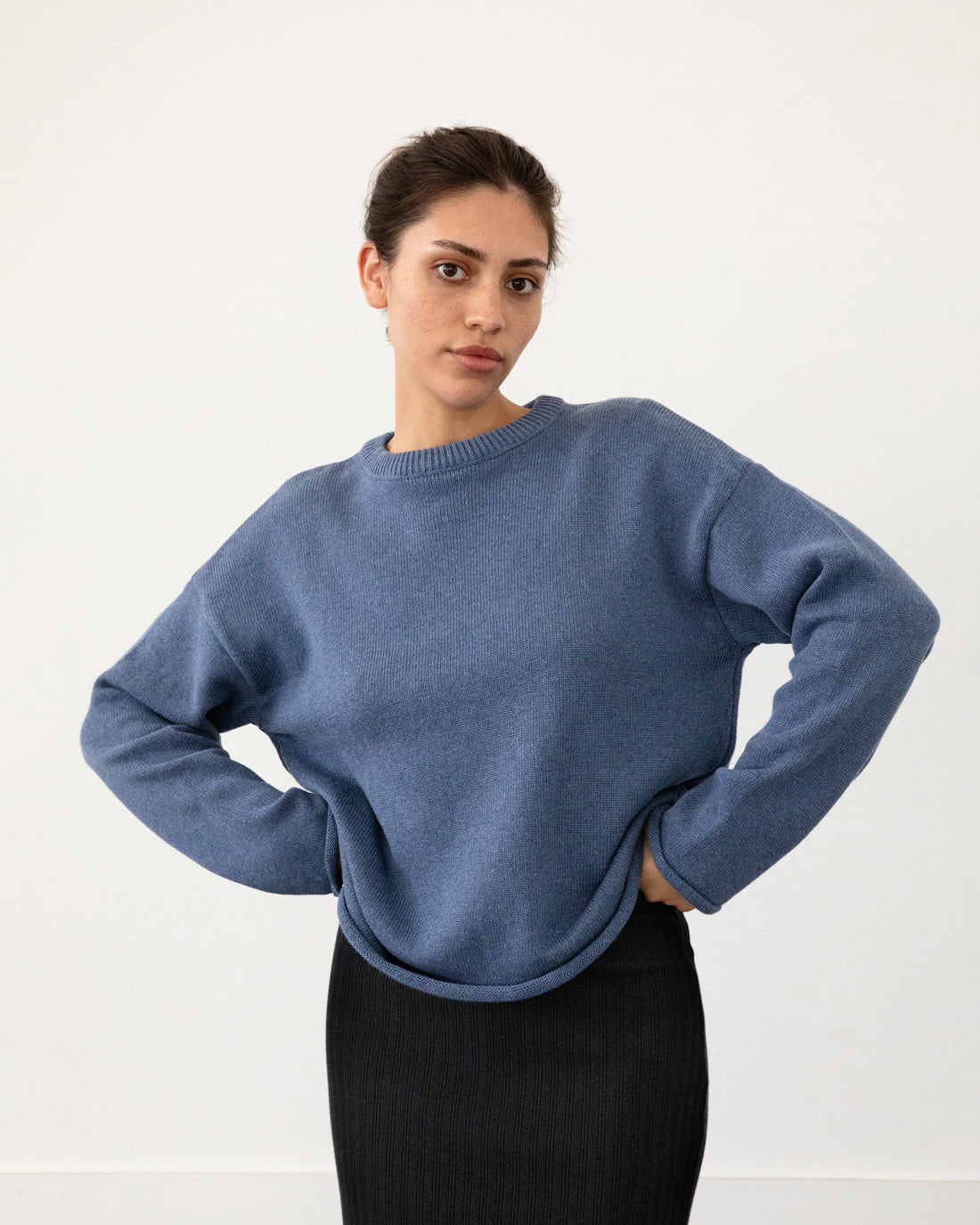 Blauer Strickpullover aus 100% Bio-Baumwolle von Rotholz