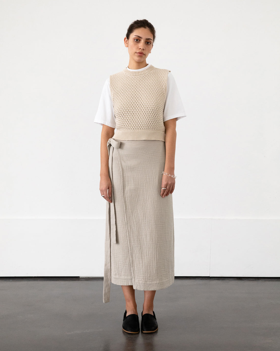 Beige wrap skirt made from 100% organic cotton by Rotholz