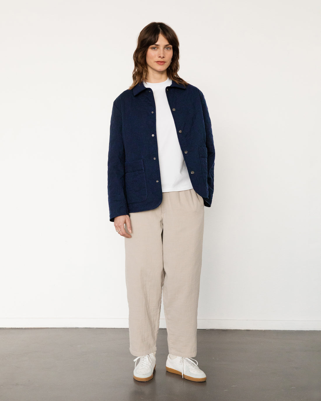 Dark blue quilted jacket made of 100% organic cotton by Rotholz