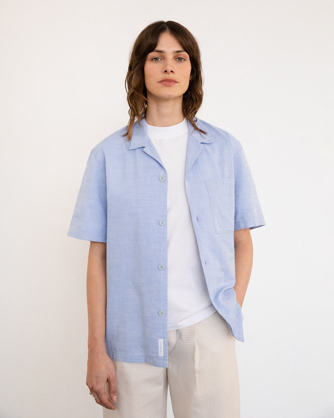Blue bowling shirt made from 100% organic cotton by Rotholz