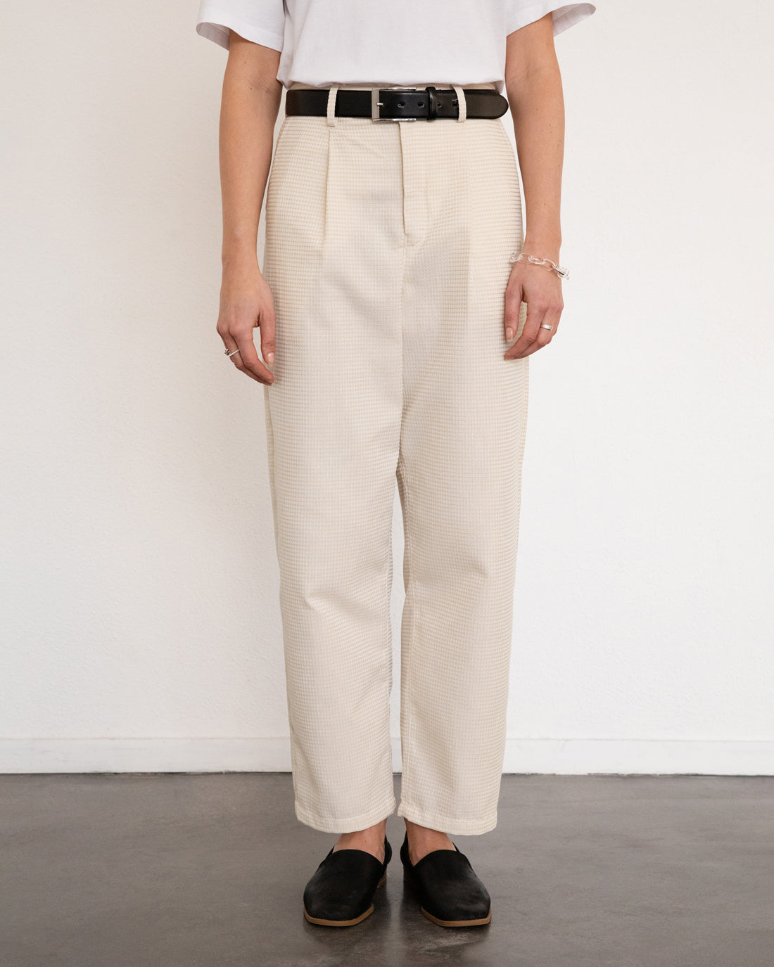 Beige High-Waist Hose Waffle aus 100 % Bio-Baumwolle von Rotholz