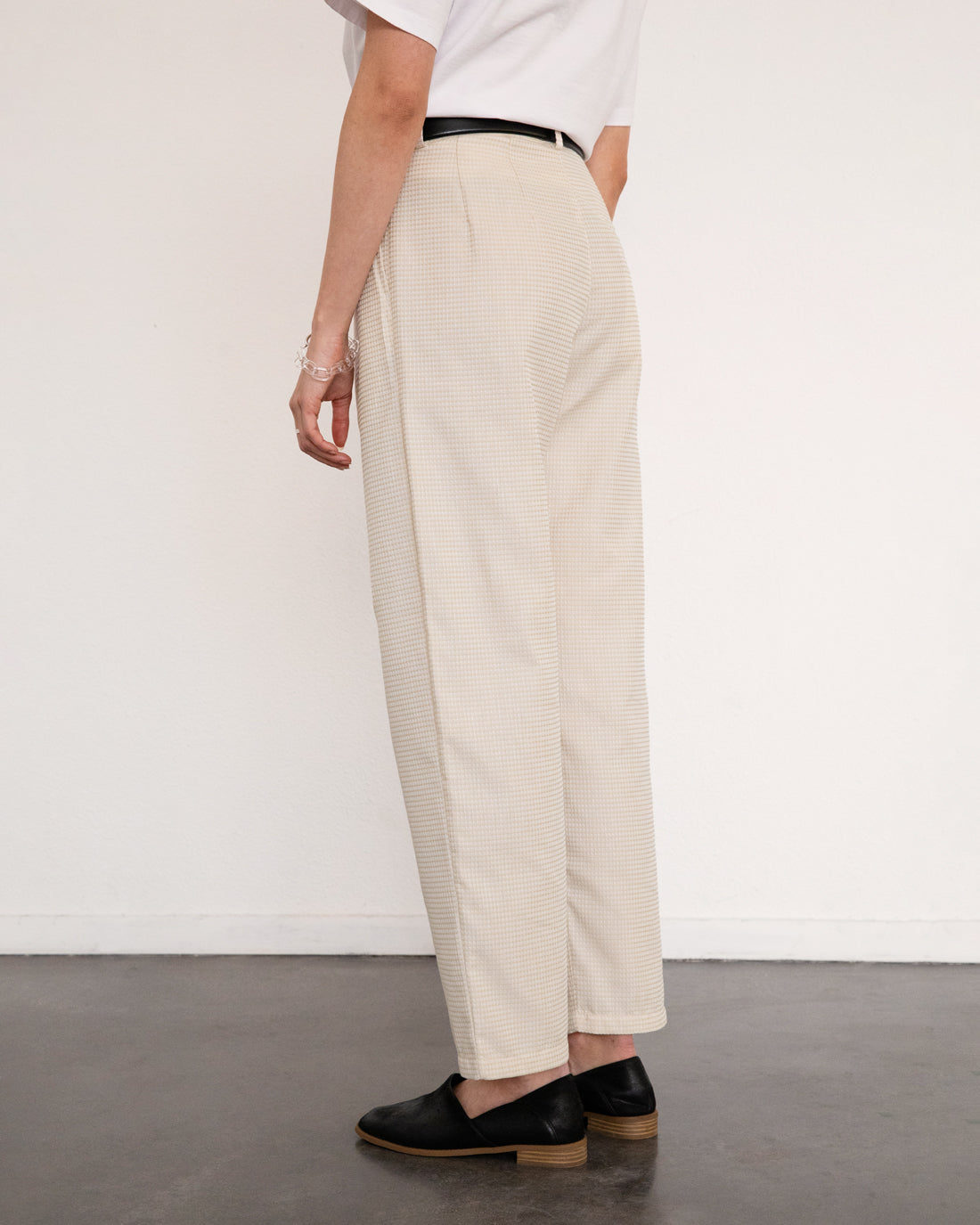 Beige High-Waist Hose Waffle aus 100 % Bio-Baumwolle von Rotholz