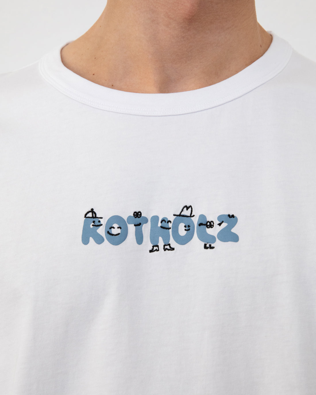 White logo print T-shirt made from 100% organic cotton by Rotholz
