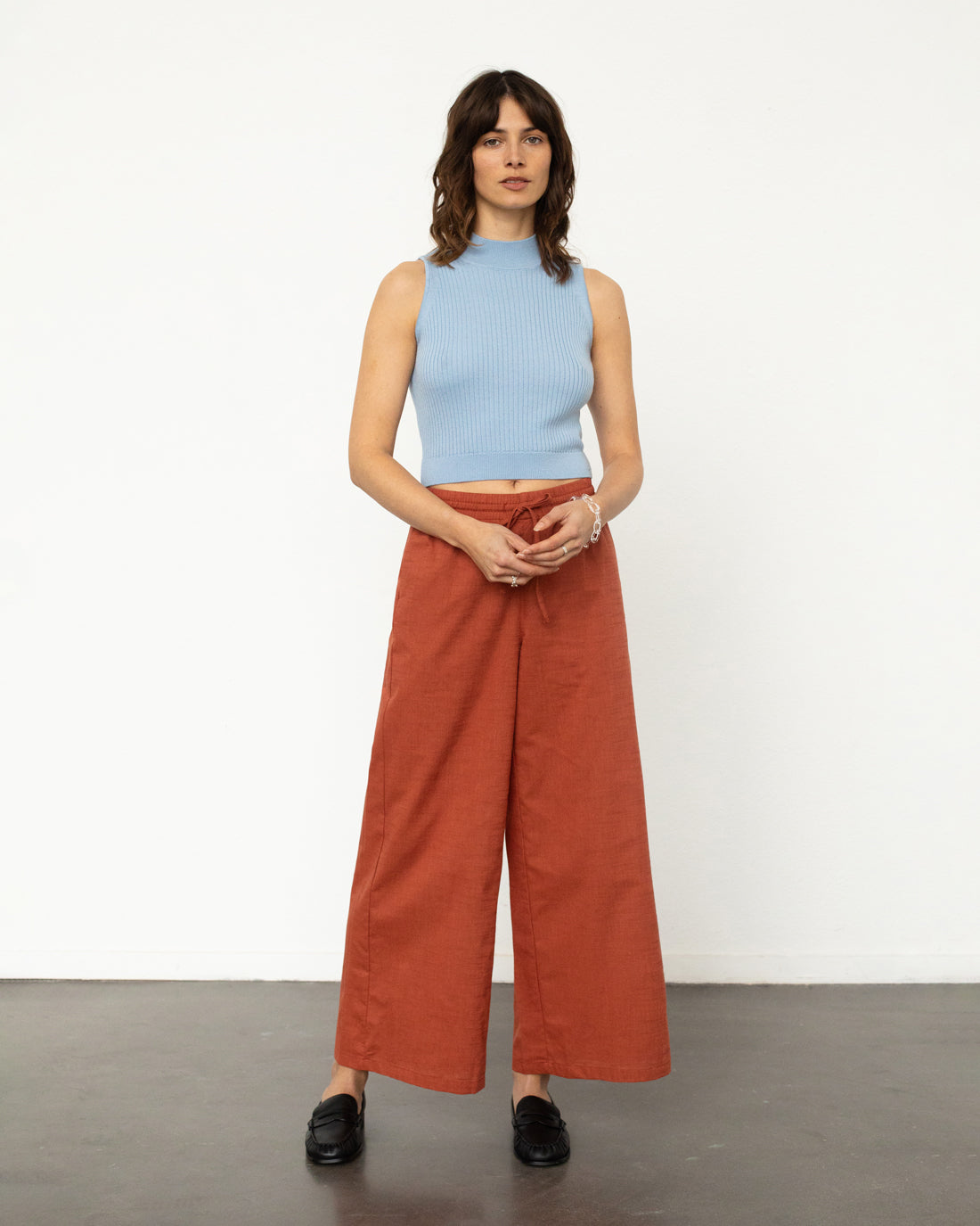 Light blue knitted top made of merino wool by Rotholz