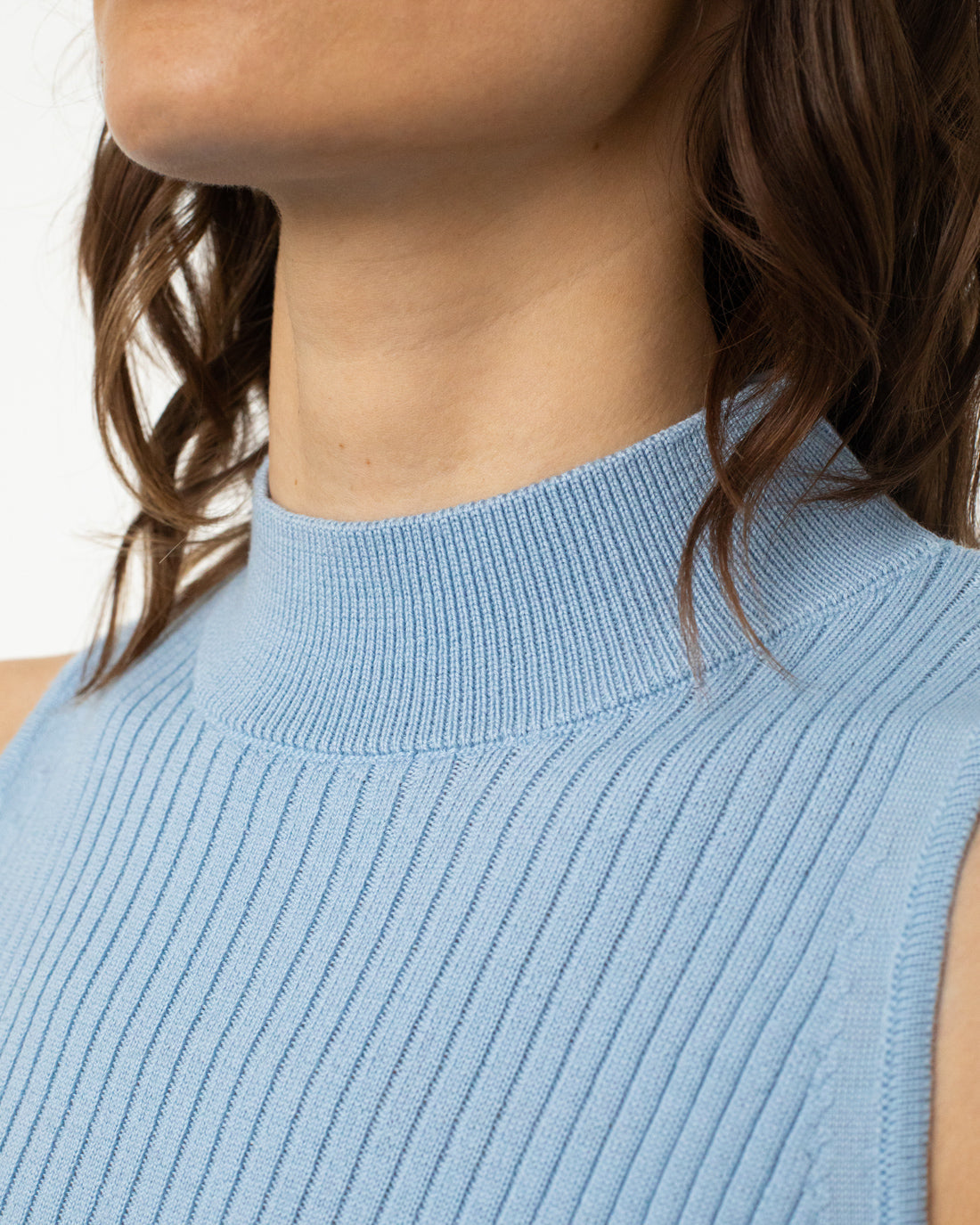 Light blue knitted top made of merino wool by Rotholz