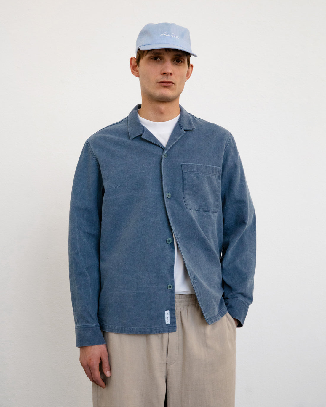 Blue shirt made from 100% recycled denim by Rotholz