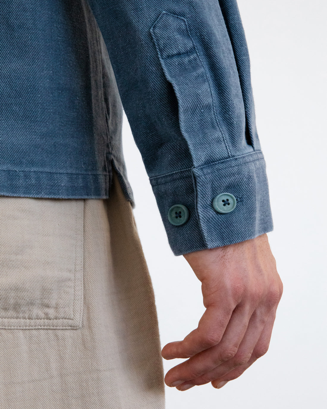 Blue shirt made from 100% recycled denim by Rotholz