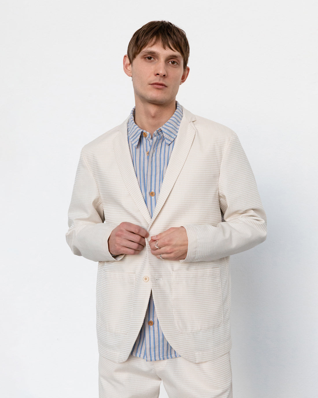 Beiger Blazer Casual Waffel aus 100% Bio-Baumwolle von Rotholz