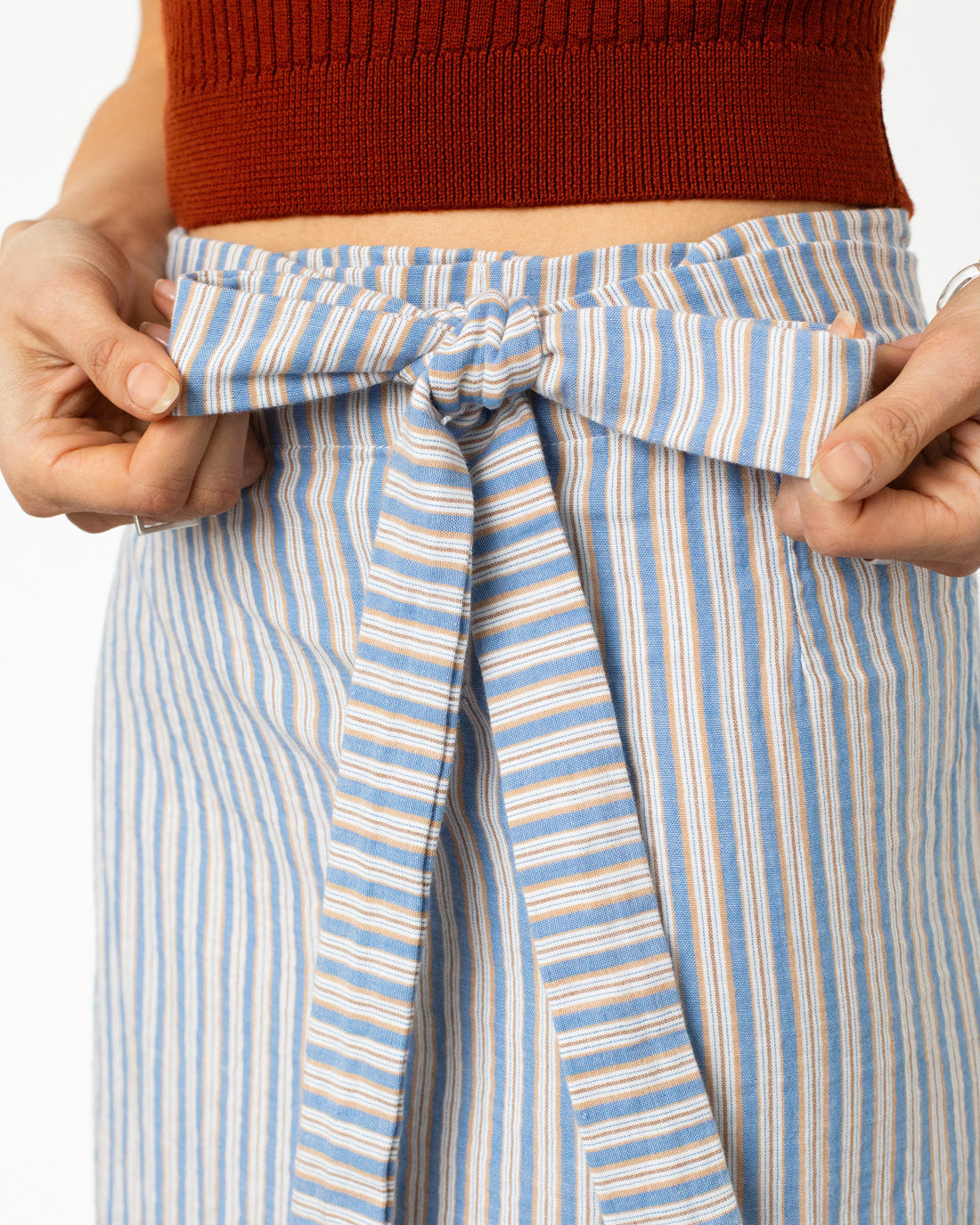 Striped wrap skirt made from 100% organic cotton by Rotholz