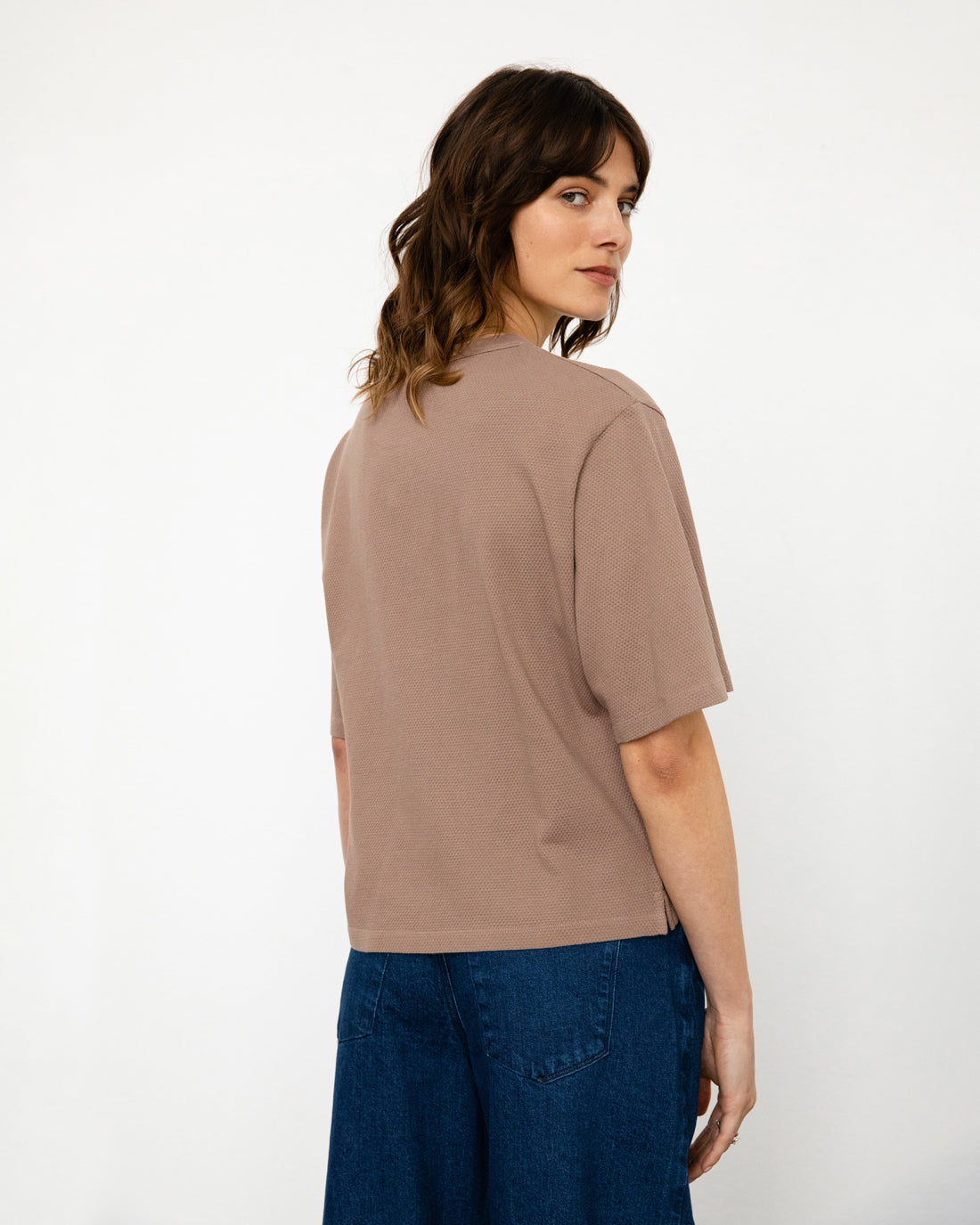 Brown T-shirt Waffle made of 100% organic cotton by Rotholz