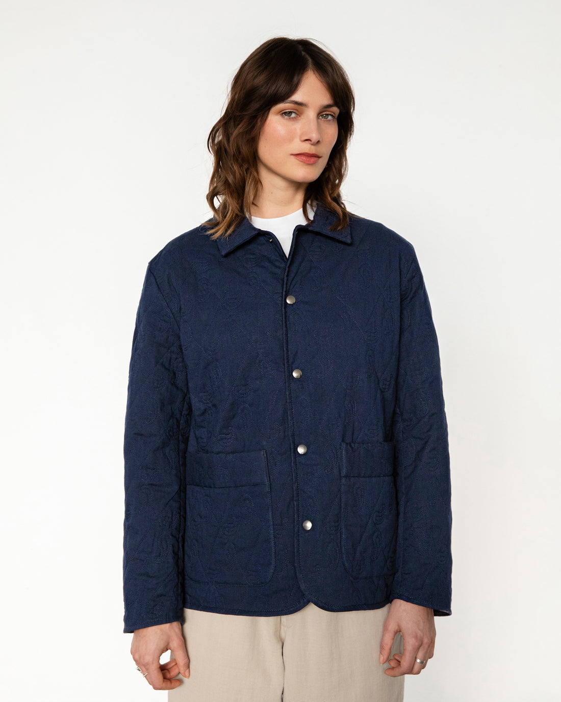 Dark blue quilted jacket made of 100% organic cotton by Rotholz
