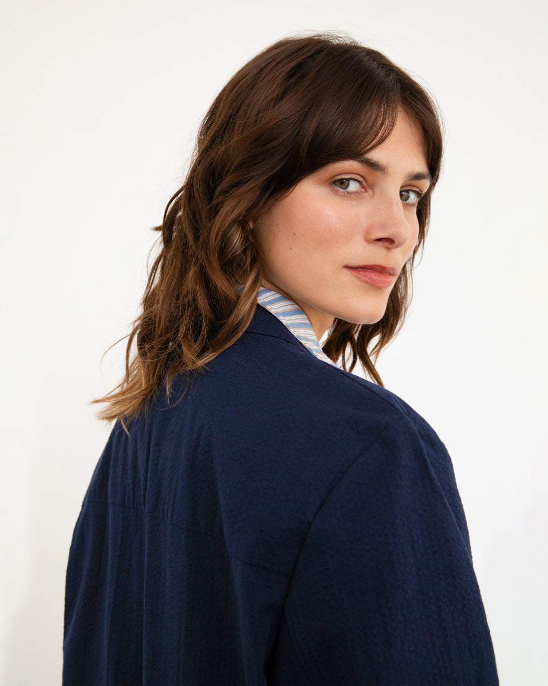 Dark blue blazer made of 100% organic cotton by Rotholz