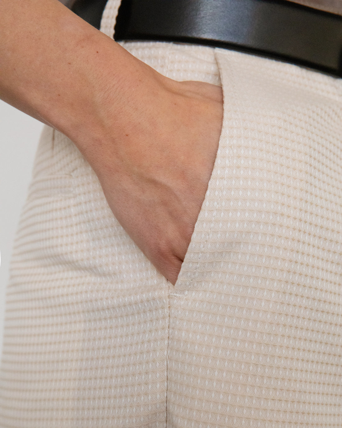 Beige High-Waist Hose Waffle aus 100 % Bio-Baumwolle von Rotholz