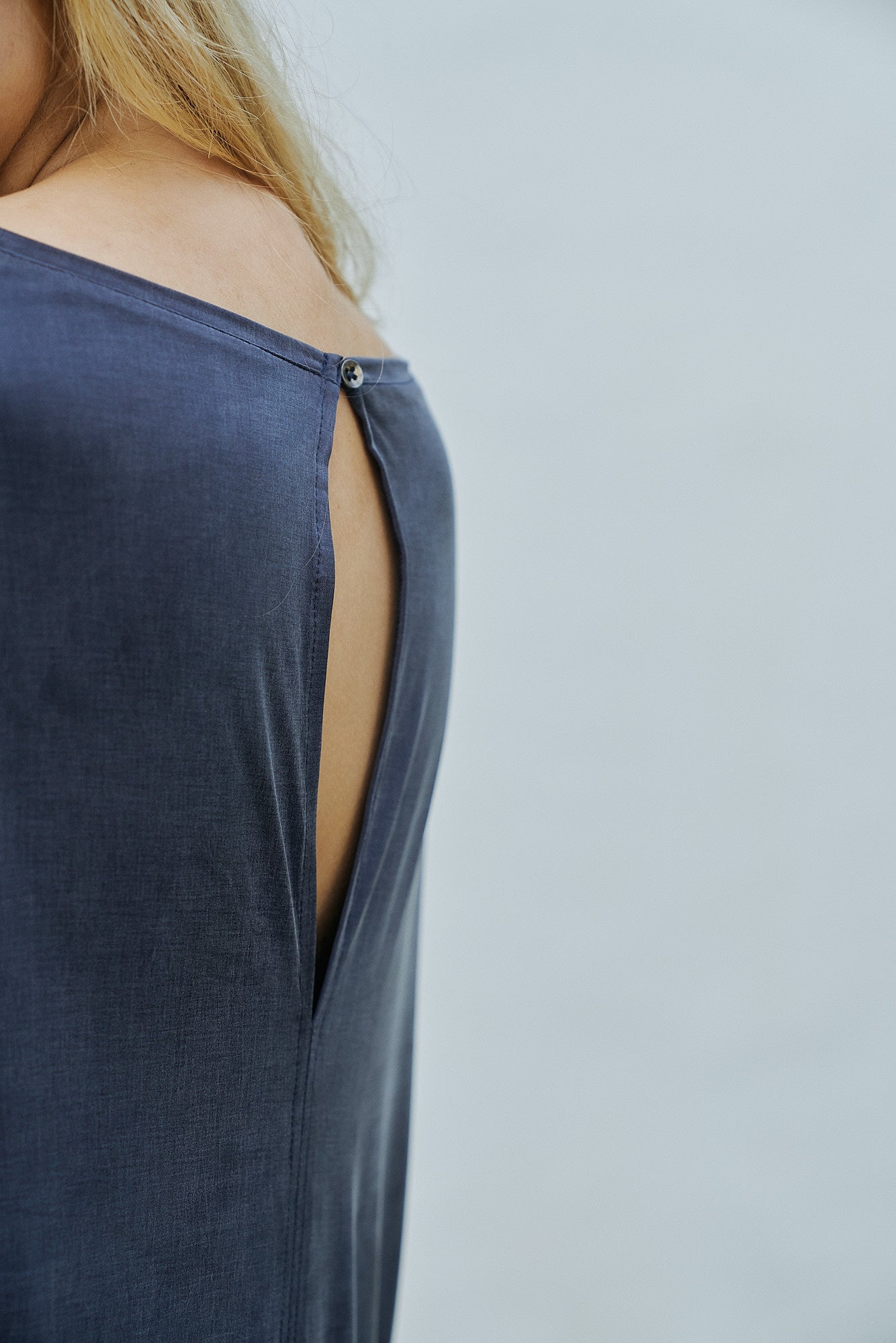 Dark blue dress Day Night made of cupro by MOYA KALA