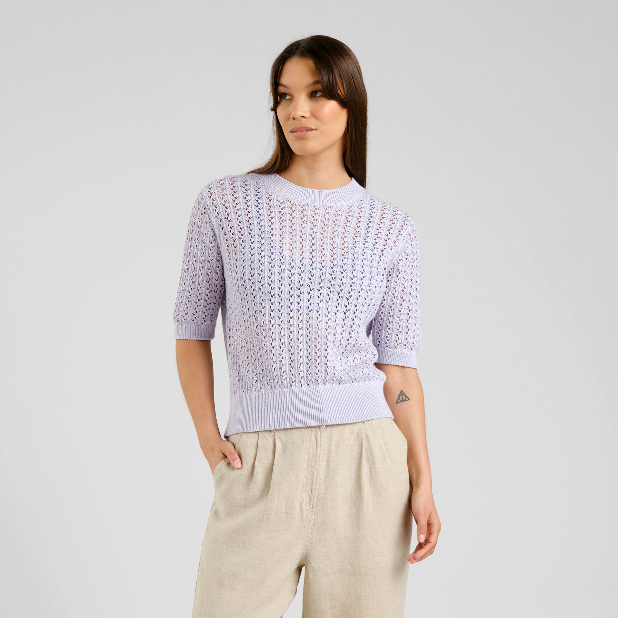 Flen knitted shirt made of organic cotton by Dedicated in purple