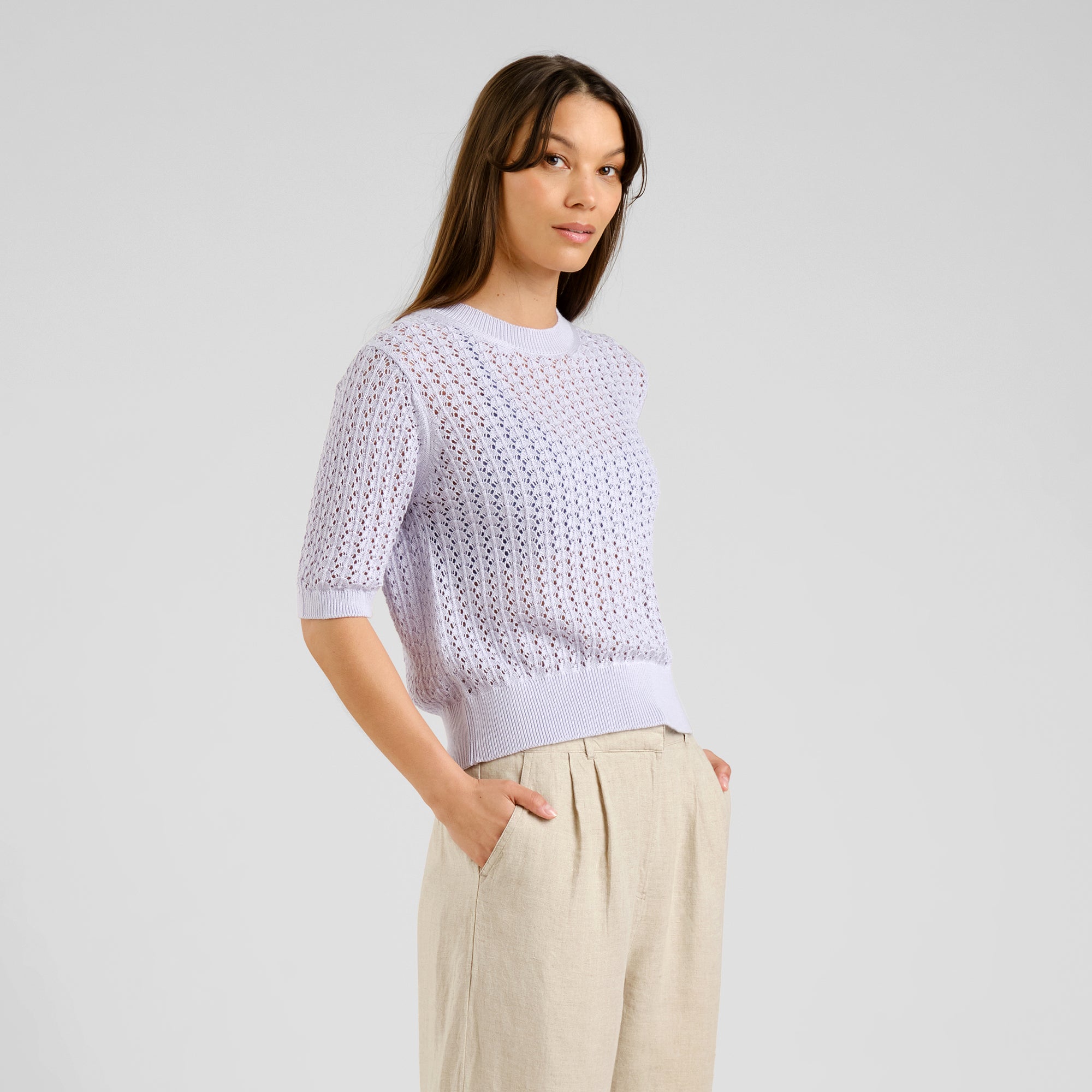 Flen knitted shirt made of organic cotton by Dedicated in purple