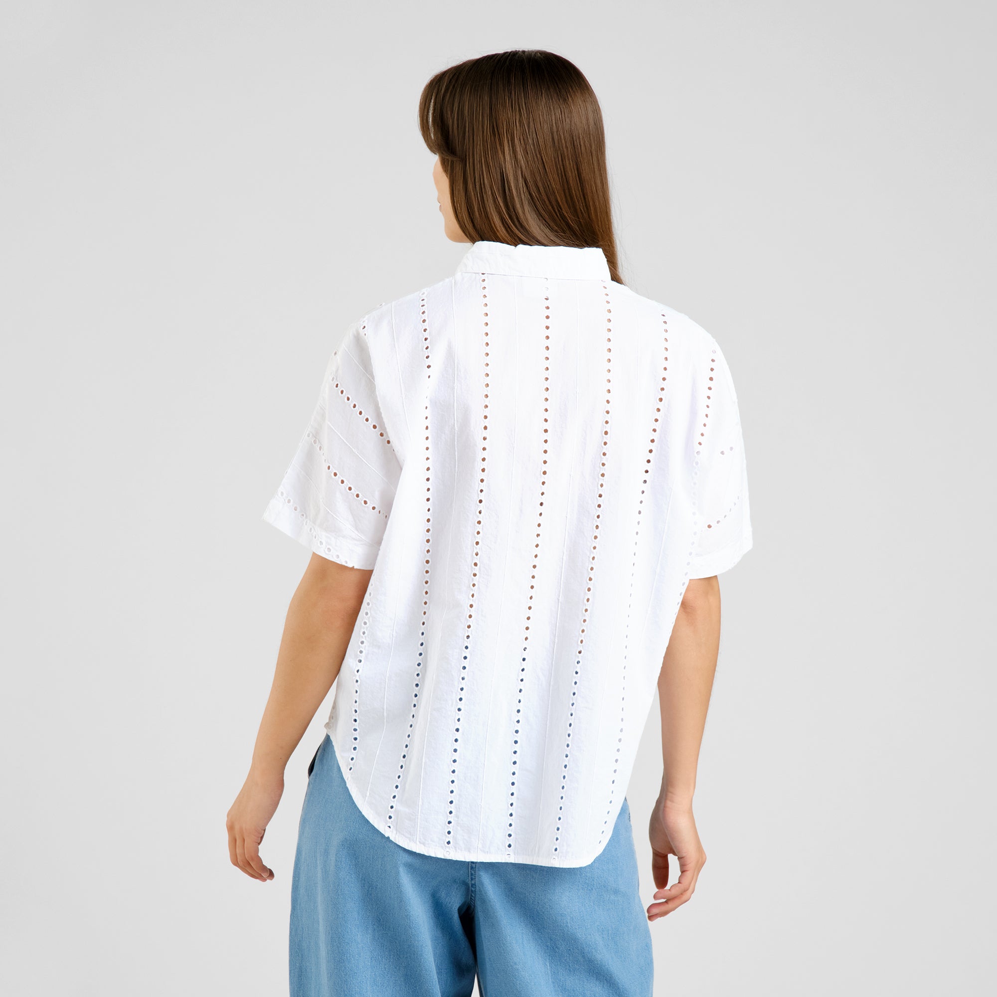 Blouse Schiffli made of organic cotton by Dedicated in white