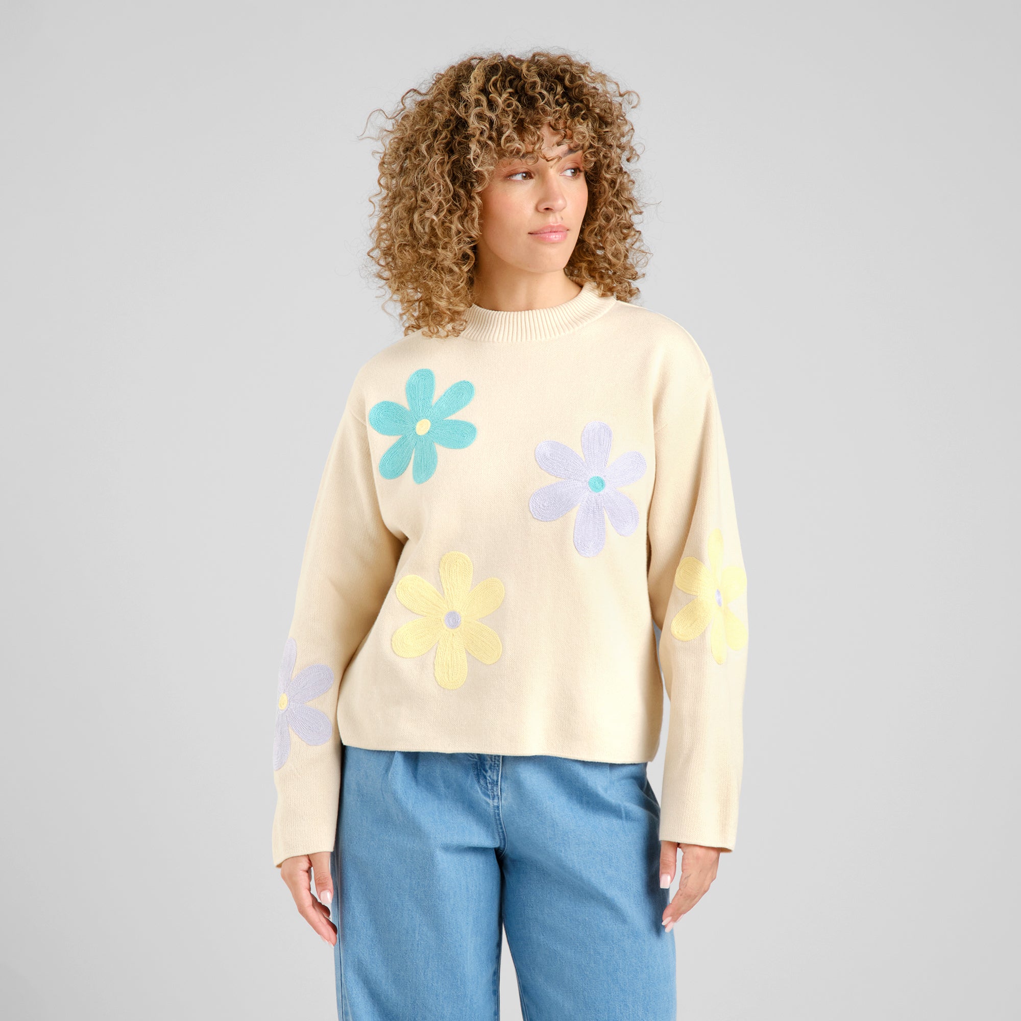 Sweater Limham Flower made of organic cotton by Dedicated in Vanilla