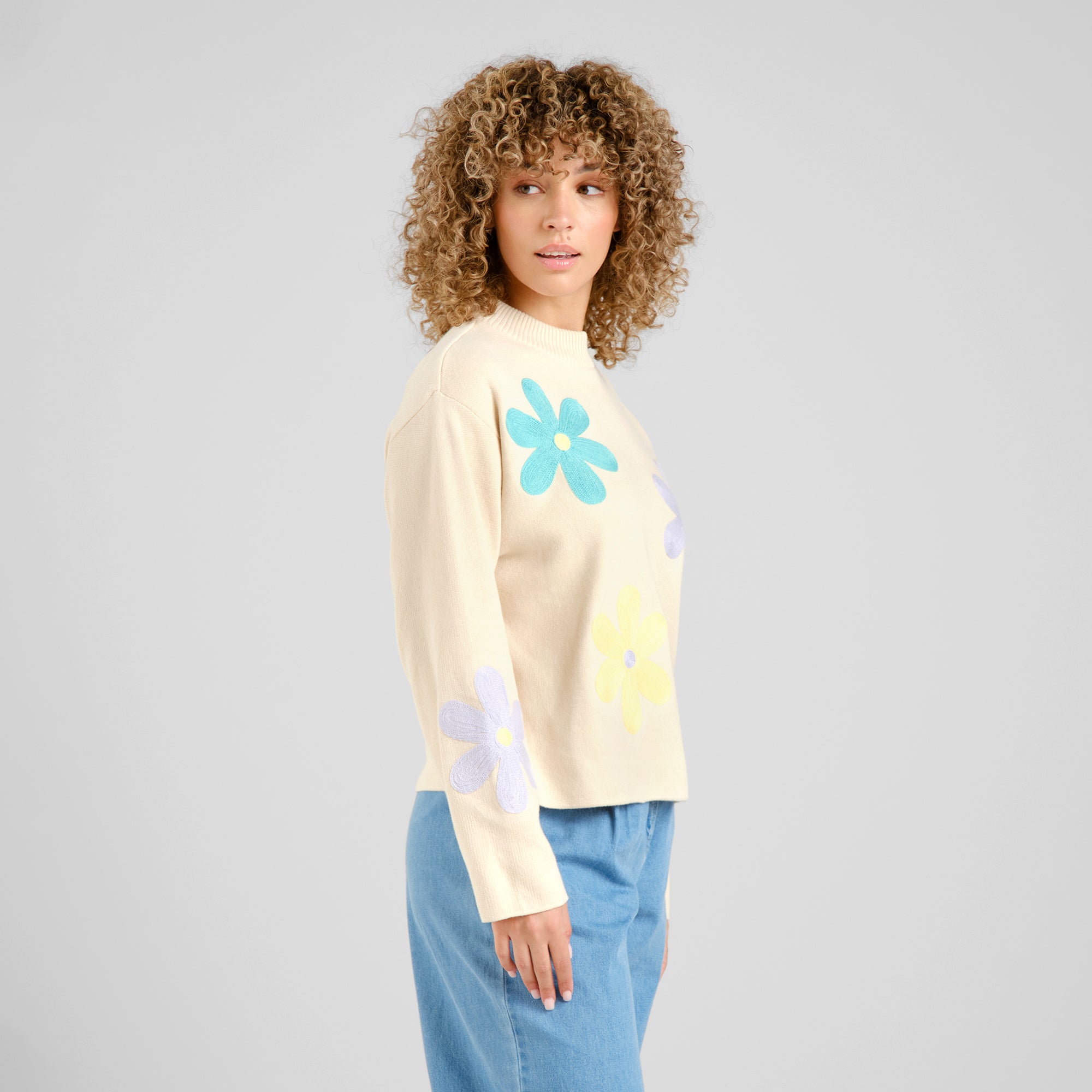 Sweater Limham Flower made of organic cotton by Dedicated in Vanilla