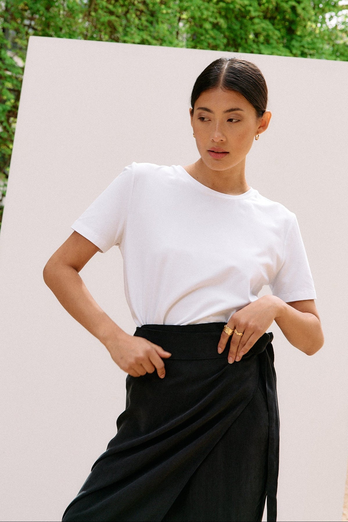 Woven Cupro Wrap Skirt - graphite - von Moya Kala