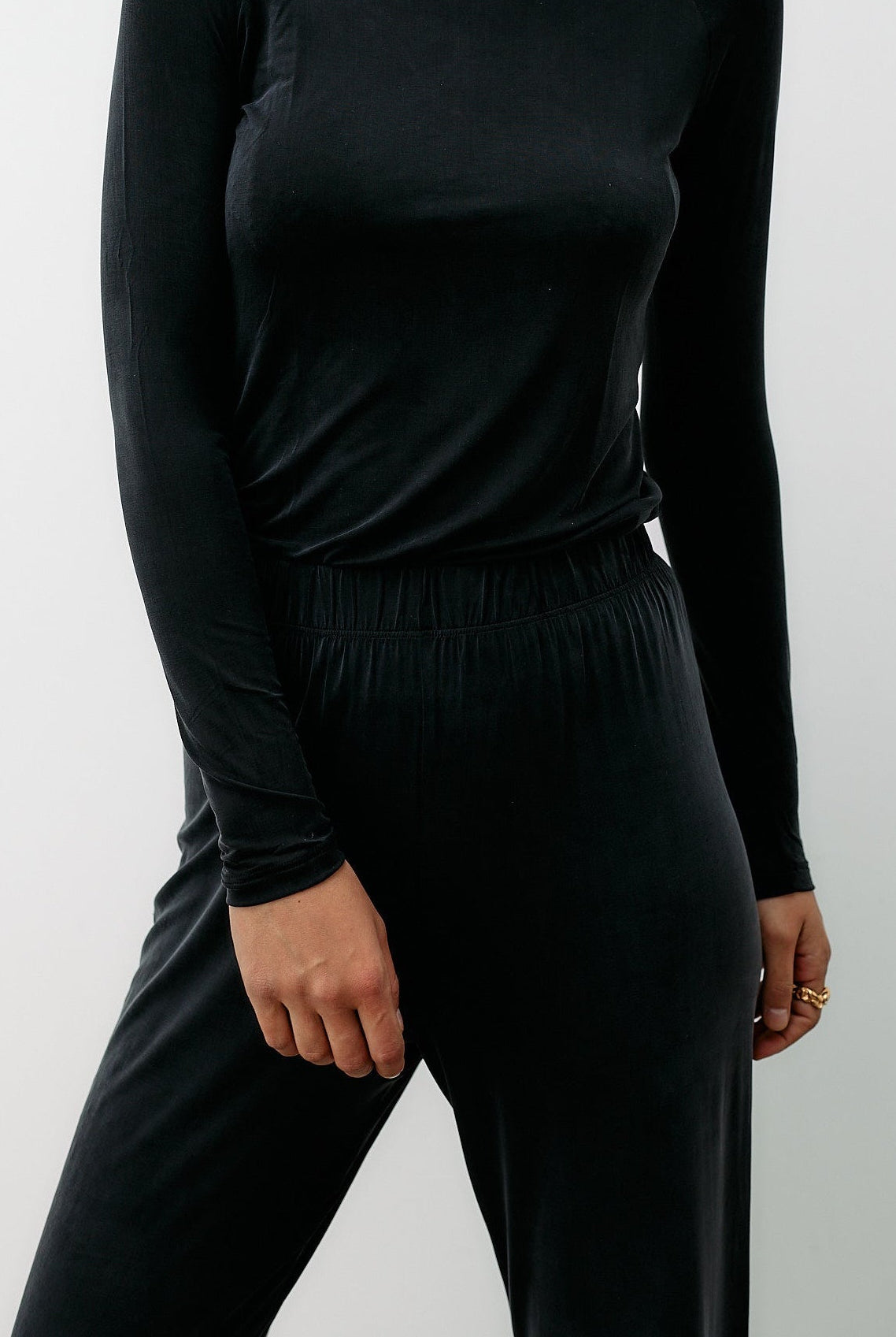 Black high waist pants made of cupro by MOYA KALA