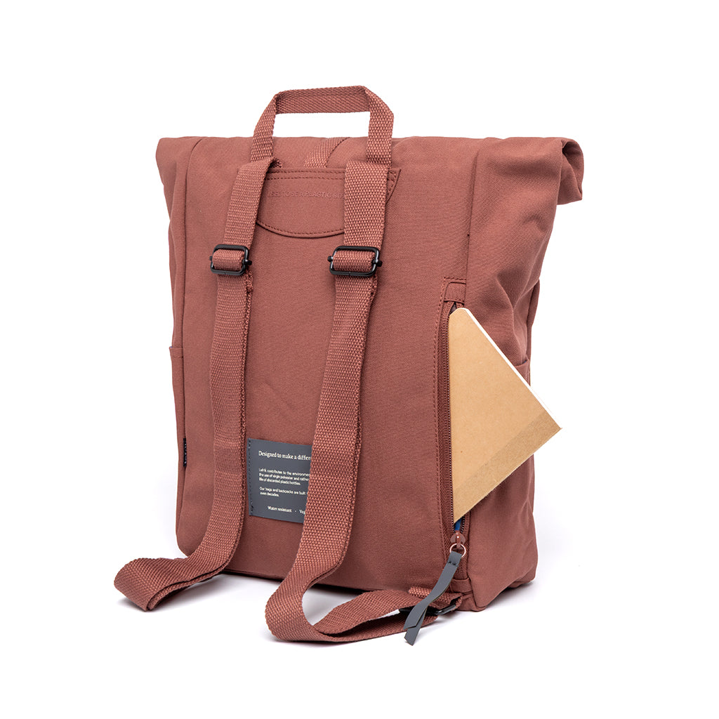 Roter Rucksack Roll Mini Arles aus recycelten PET-Plastikflaschen von Lefrik