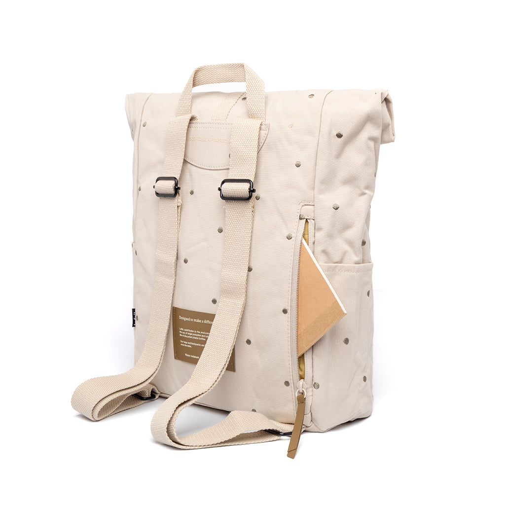 Beiger Rucksack Roll Mini Arles aus recycelten PET-Flaschen von Lefrik